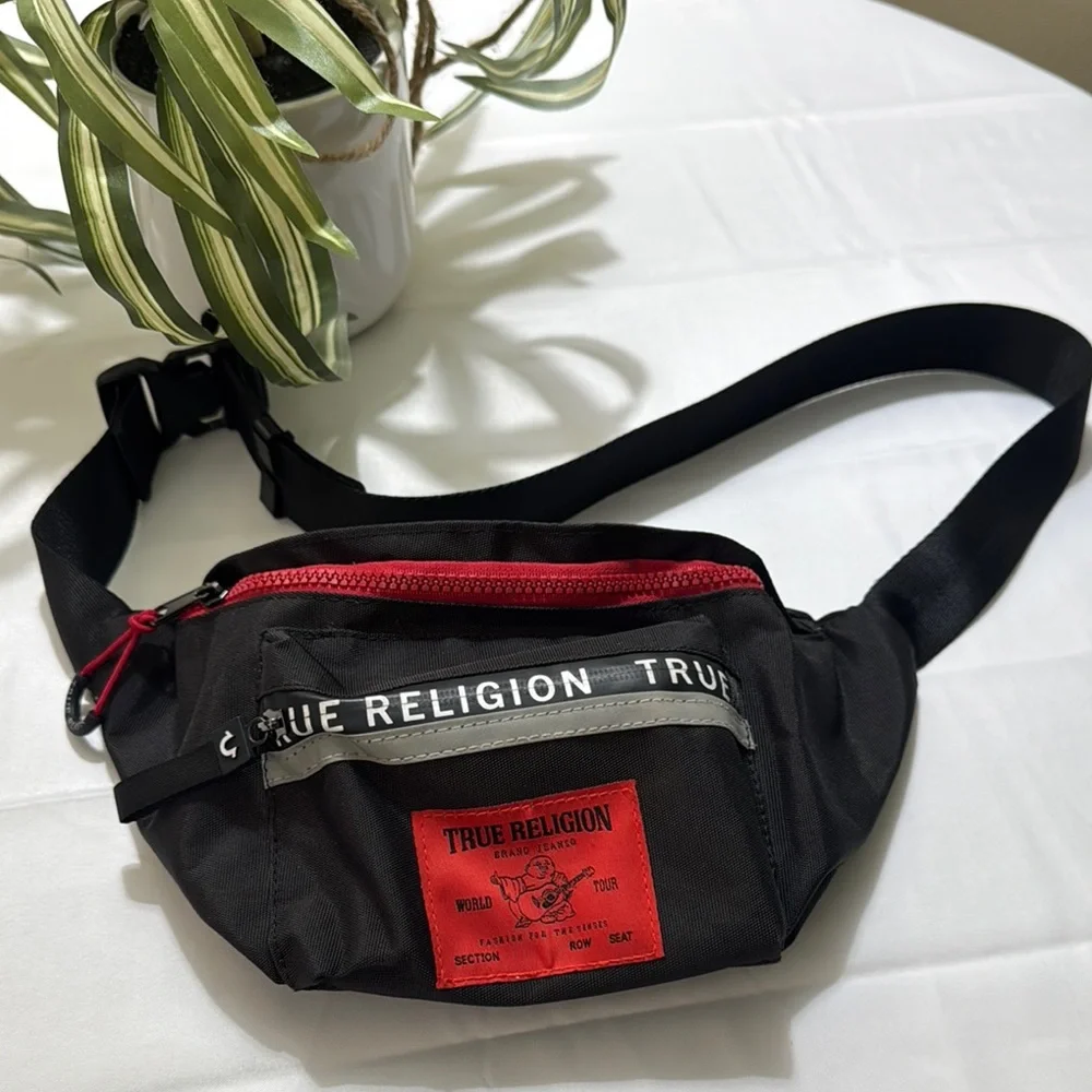True Religion Black Red Accent Belt Bag